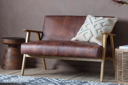 Gallery Direct Neyland Vintage Brown Leather 2 Seater Sofa Gallery Direct Neyland Vintage Brown Leather 2 Seater Sofa