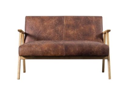 Gallery Direct Neyland Vintage Brown Leather 2 Seater Sofa