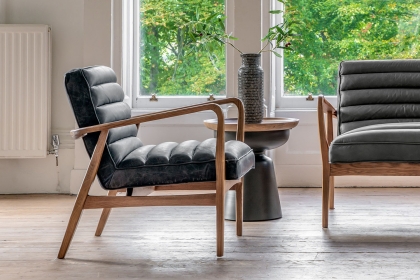 Gallery Direct Datsun Antique Ebony Leather Armchair Gallery Direct Datsun Antique Ebony Leather Armchair