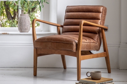 Gallery Direct Datsun Vintage Brown Leather Armchair