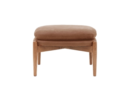 Gallery Direct Datsun Antique Brown Leather Footstool