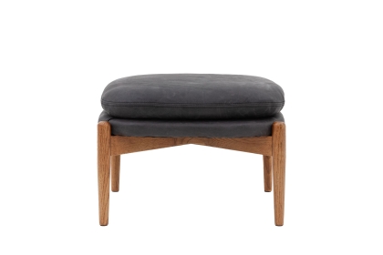 Gallery Direct Datsun Antique Ebony Leather Footstool Gallery Direct Datsun Antique Ebony Leather Footstool