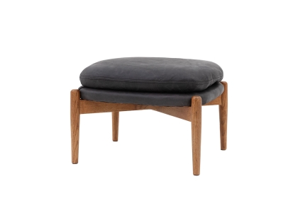 Gallery Direct Datsun Antique Ebony Leather Footstool