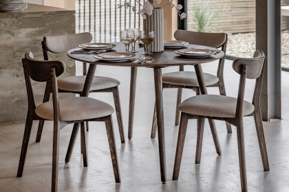 Gallery Direct Hatfield Smoked Oak 110cm Round Dining Table Set & 4 Chairs Gallery Direct Hatfield Smoked Oak 110cm Round Dining Table Set & 4 Chairs