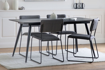 Gallery Direct Astley 160cm Black Oak Dining Table Gallery Direct Astley 160cm Black Oak Dining Table