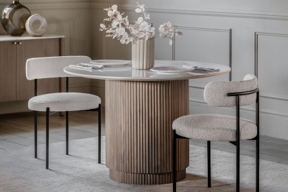 Gallery Direct Marmo Mango Wood Round Dining Table with Marble Top Gallery Direct Marmo Mango Wood Round Dining Table with Marble Top