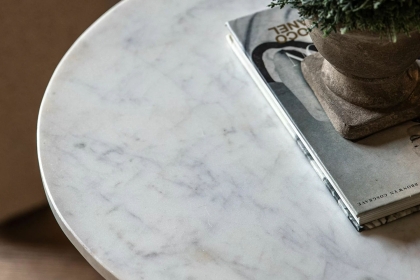 Gallery Direct Soho Mango Wood Side Table with Marble Top Gallery Direct Soho Mango Wood Side Table with Marble Top