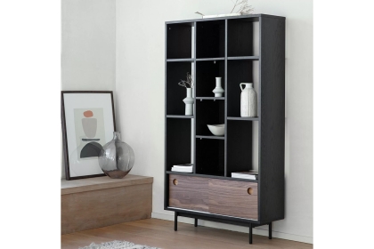 Gallery Direct Barbican Walnut & Black Wood Open Bookcase Display Unit Gallery Direct Barbican Walnut & Black Wood Open Bookcase Display Unit