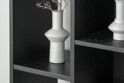 Gallery Direct Barbican Walnut & Black Wood Open Bookcase Display Unit Gallery Direct Barbican Walnut & Black Wood Open Bookcase Display Unit