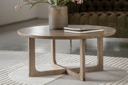 Gallery Direct Craft Smoked Oak Round Coffee Table Gallery Direct Craft Smoked Oak Round Coffee Table