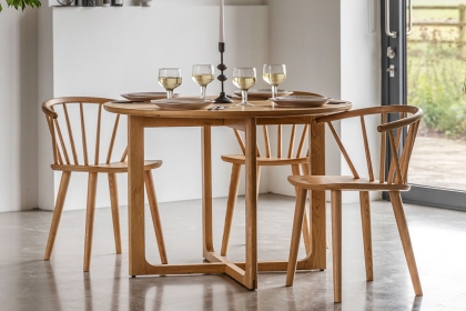 Gallery Direct Craft Natural Oak Round Dining Table Set & 4 Chairs Gallery Direct Craft Natural Oak Round Dining Table Set & 4 Chairs