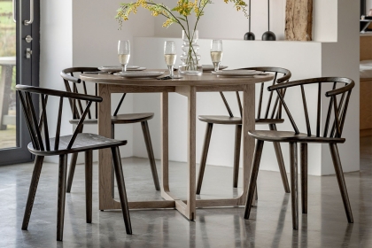 Gallery Direct Craft Smoked Oak Round Dining Table Set & 4 Chairs Gallery Direct Craft Smoked Oak Round Dining Table Set & 4 Chairs