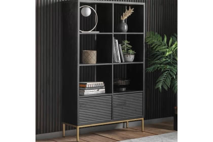 Gallery Direct Ripple Mango Wood Black & Gold Open Display Bookcase Unit Gallery Direct Ripple Mango Wood Black & Gold Open Display Bookcase Unit