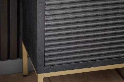 Gallery Direct Ripple Mango Wood Black & Gold Open Display Bookcase Unit Gallery Direct Ripple Mango Wood Black & Gold Open Display Bookcase Unit