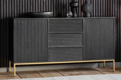 Gallery Direct Ripple Mango Wood Black & Gold Large Sideboard Gallery Direct Ripple Mango Wood Black & Gold Large Sideboard