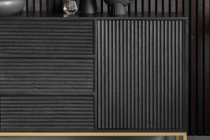Gallery Direct Ripple Mango Wood Black & Gold Large Sideboard Gallery Direct Ripple Mango Wood Black & Gold Large Sideboard