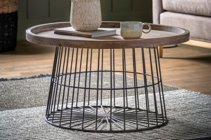 Gallery Direct Menzies Wood & Caged Metal Coffee Table Gallery Direct Menzies Wood & Caged Metal Coffee Table