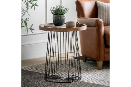 Gallery Direct Menzies Wood & Caged Metal Side Table Gallery Direct Menzies Wood & Caged Metal Side Table