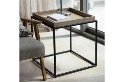 Gallery Direct Forden Wood & Metal Tray Side Table in Grey Gallery Direct Forden Wood & Metal Tray Side Table in Grey