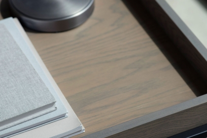 Gallery Direct Forden Wood & Metal Tray Side Table in Grey Gallery Direct Forden Wood & Metal Tray Side Table in Grey