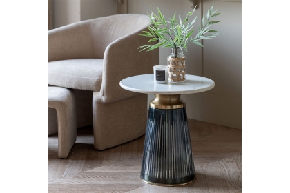 Gallery Direct Seville Blue Glass and Marble Top Side Table Gallery Direct Seville Blue Glass and Marble Top Side Table