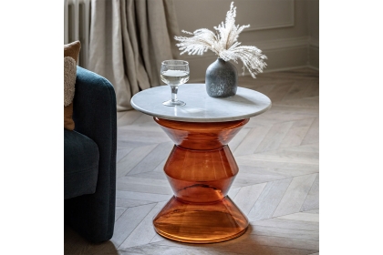 Gallery Direct Turin Orange Glass and Marble Top Side Table Gallery Direct Turin Orange Glass and Marble Top Side Table