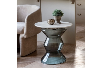 Gallery Direct Turin Smoke Grey Glass and Marble Top Side Table Gallery Direct Turin Smoke Grey Glass and Marble Top Side Table