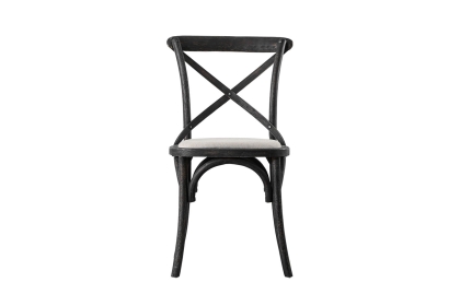 Gallery Direct Set of 2 Cafe Black Oak Dining Chairs with Linen Seat Gallery Direct Set of 2 Cafe Black Oak Dining Chairs with Linen Seat