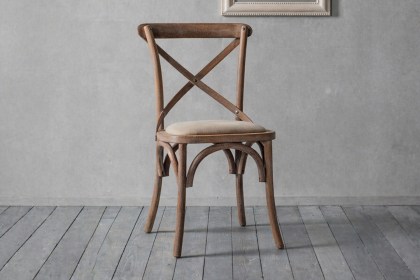 Gallery Direct Set of 2 Cafe Washed Oak Dining Chairs with Linen Seat Gallery Direct Set of 2 Cafe Washed Oak Dining Chairs with Linen Seat