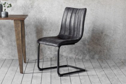 Gallery Direct Set of 2 Edington Dining Chairs in Grey Leather Gallery Direct Set of 2 Edington Dining Chairs in Grey Leather