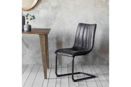 Gallery Direct Set of 2 Edington Dining Chairs in Grey Leather Gallery Direct Set of 2 Edington Dining Chairs in Grey Leather