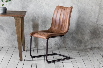 Gallery Direct Set of 2 Edington Dining Chairs in Brown Leather Gallery Direct Set of 2 Edington Dining Chairs in Brown Leather