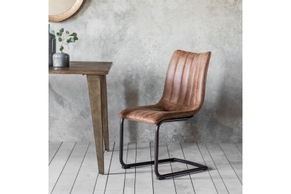 Gallery Direct Set of 2 Edington Dining Chairs in Brown Leather Gallery Direct Set of 2 Edington Dining Chairs in Brown Leather
