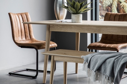 Gallery Direct Set of 2 Edington Dining Chairs in Brown Leather Gallery Direct Set of 2 Edington Dining Chairs in Brown Leather