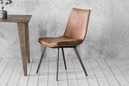 Gallery Direct Set of 2 Hinks Dining Chairs in Brown Leather Gallery Direct Set of 2 Hinks Dining Chairs in Brown Leather