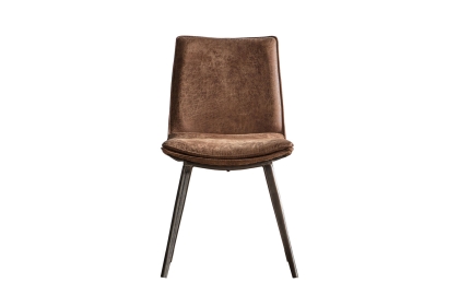 Gallery Direct Set of 2 Hinks Dining Chairs in Brown Leather Gallery Direct Set of 2 Hinks Dining Chairs in Brown Leather