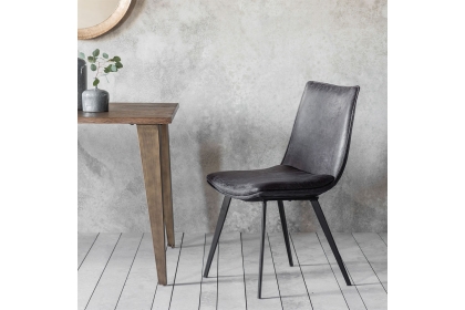 Gallery Direct Set of 2 Hinks Dining Chairs in Grey Leather Gallery Direct Set of 2 Hinks Dining Chairs in Grey Leather