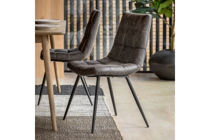 Gallery Direct Set of 2 Darwin Dining Chairs in Grey Leather Gallery Direct Set of 2 Darwin Dining Chairs in Grey Leather
