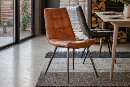 Gallery Direct Set of 2 Darwin Dining Chairs in Brown Leather Gallery Direct Set of 2 Darwin Dining Chairs in Brown Leather