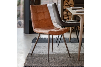 Gallery Direct Set of 2 Darwin Dining Chairs in Brown Leather Gallery Direct Set of 2 Darwin Dining Chairs in Brown Leather