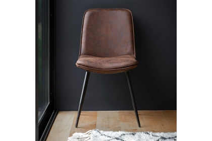 Gallery Direct Set of 2 Newton Dining Chairs in Brown Leather Gallery Direct Set of 2 Newton Dining Chairs in Brown Leather