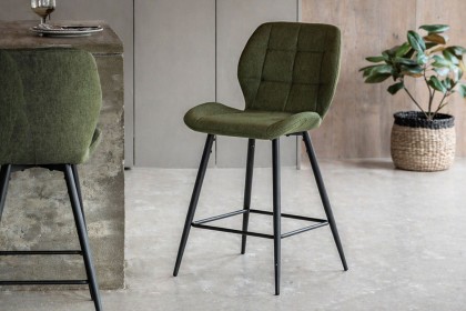 Gallery Direct Set of 2 Manford Fabric Bar Stools in Bottle Green Gallery Direct Set of 2 Manford Fabric Bar Stools in Bottle Green