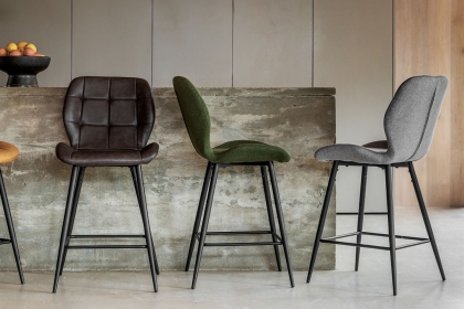 Gallery Direct Set of 2 Manford Fabric Bar Stools in Bottle Green Gallery Direct Set of 2 Manford Fabric Bar Stools in Bottle Green