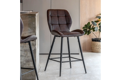 Gallery Direct Set of 2 Manford Leather Bar Stools in Brown Gallery Direct Set of 2 Manford Leather Bar Stools in Brown
