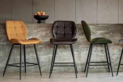 Gallery Direct Set of 2 Manford Leather Bar Stools in Brown Gallery Direct Set of 2 Manford Leather Bar Stools in Brown
