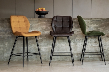 Gallery Direct Set of 2 Manford Fabric Bar Stools in Saffron Gallery Direct Set of 2 Manford Fabric Bar Stools in Saffron