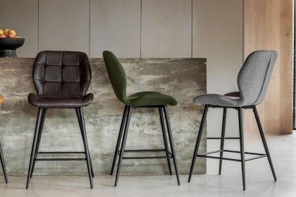 Gallery Direct Set of 2 Manford Fabric Bar Stools in Light Grey Gallery Direct Set of 2 Manford Fabric Bar Stools in Light Grey