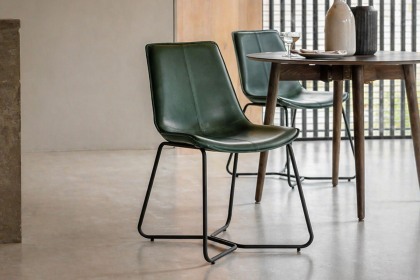 Gallery Direct Set of 2 Hawking Dining Chairs in Green PU Leather Gallery Direct Set of 2 Hawking Dining Chairs in Green PU Leather