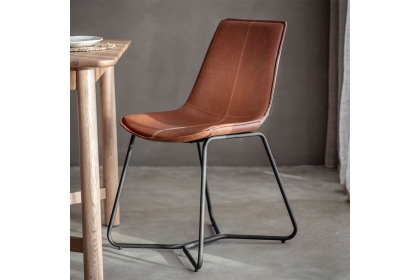 Gallery Direct Set of 2 Hawking Dining Chairs in Brown PU Leather Gallery Direct Set of 2 Hawking Dining Chairs in Brown PU Leather