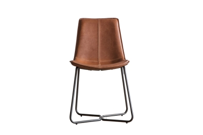 Gallery Direct Set of 2 Hawking Dining Chairs in Brown PU Leather Gallery Direct Set of 2 Hawking Dining Chairs in Brown PU Leather